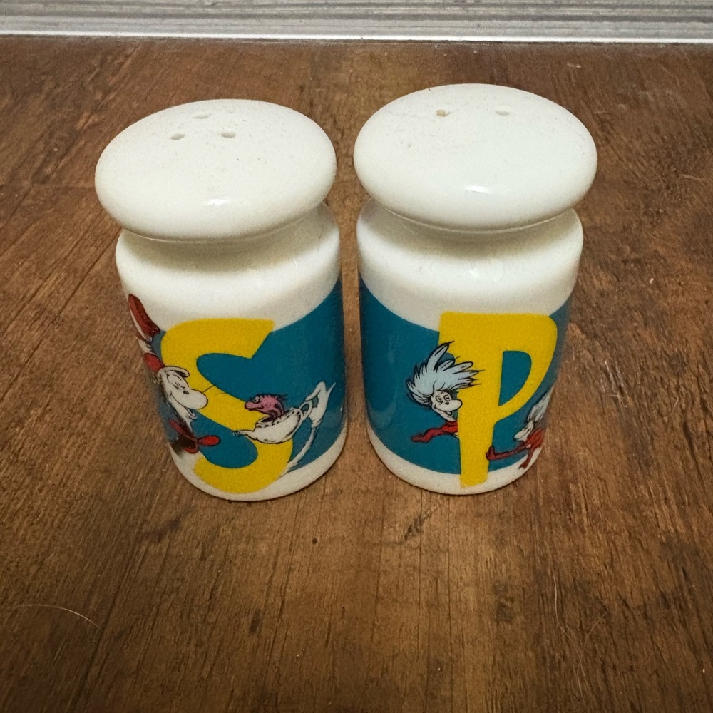 Dr. Seuss White and Blue Salt and Pepper Shakers